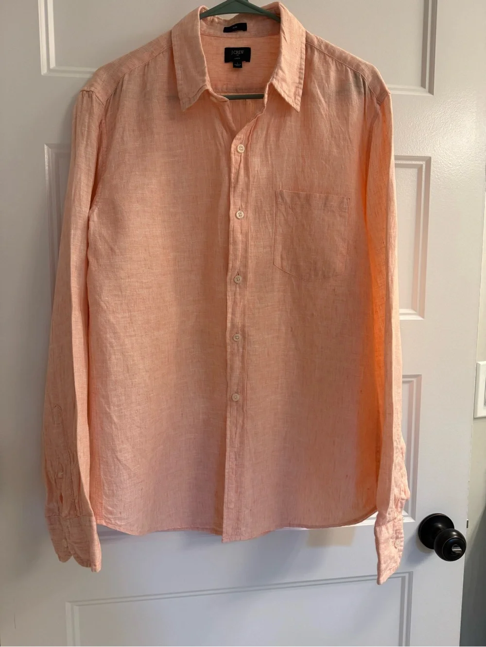 J. Crew Peach Linen-Blend Long-Sleeve Button-Down Shirt